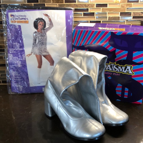 Funtasma Shoes - Go Go disco Diva S costume & silver boots